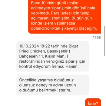 Teslim Edilmeyen Sipariş Ve İade Sorunu