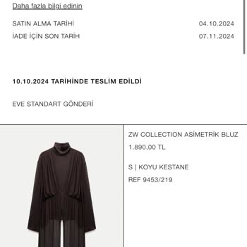 Zara'dan Eksik Ve Hasarlı Ürün Sorunu