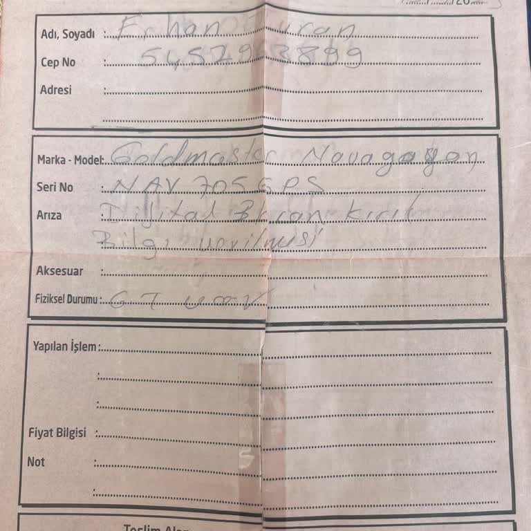 Navigasyon Cihazı Tamirinde Yetersiz Hizmet