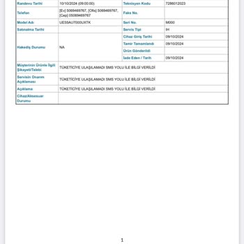 Belirsiz Randevu Saatleriyle Samsung TV Servis Sorunu