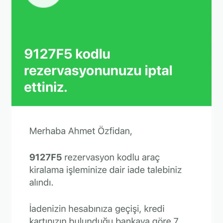 İptal Edilen Araç Kiralama İşlemi İçin Para İadesi Sorunu