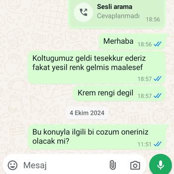 Yanlış Renk Koltuk Ve İlgisiz Müşteri Hizmetleri