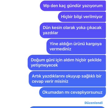 Siparişimin Gönderilmemesi Ve İletişim Eksikliği