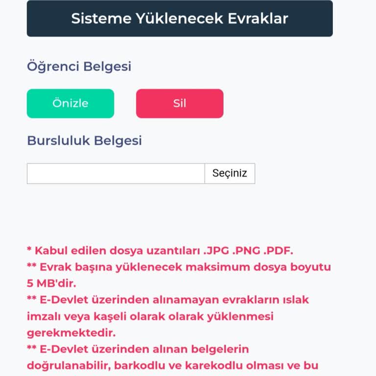 E-Devlet Üzerinden Bursluluk Belgesi Temin Edilemiyor