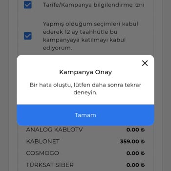 Kablo Mobil Uygulama Başvuru Hatası