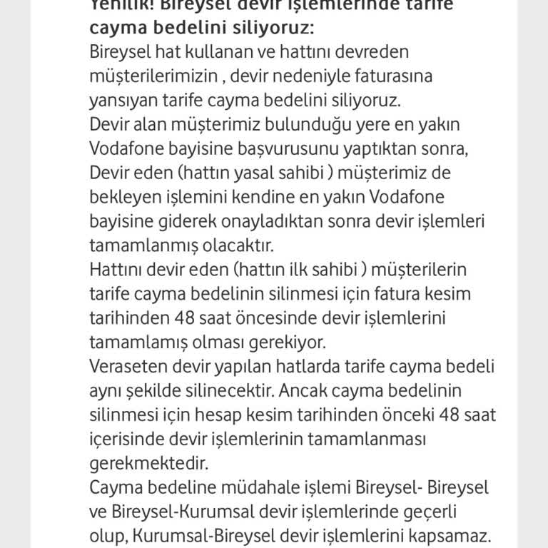 Vodafone Cayma Bedeli Sorunu Ve Yetersiz Destek