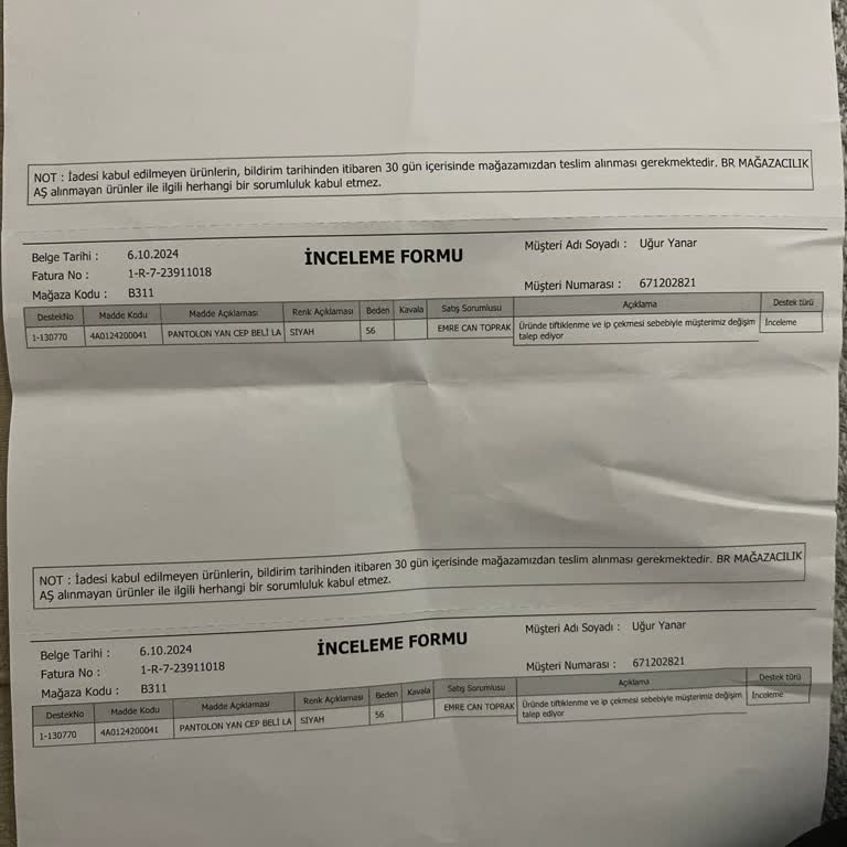 Altınyıldız'da Tekrarlayan Pantolon Sorunu