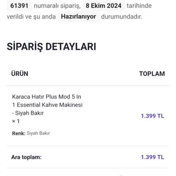 Özgü Çeyiz Karaca Hatır Plus Mod 5 İn 1 Kahve Makinesi Teslimat Sıkıntısı