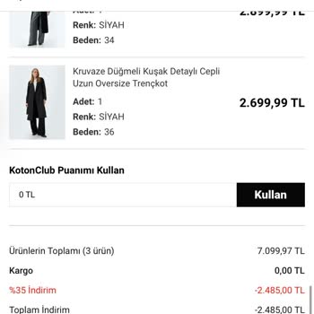 Koton Uygulamasında Sipariş Sorunu Ve Para Çekimi