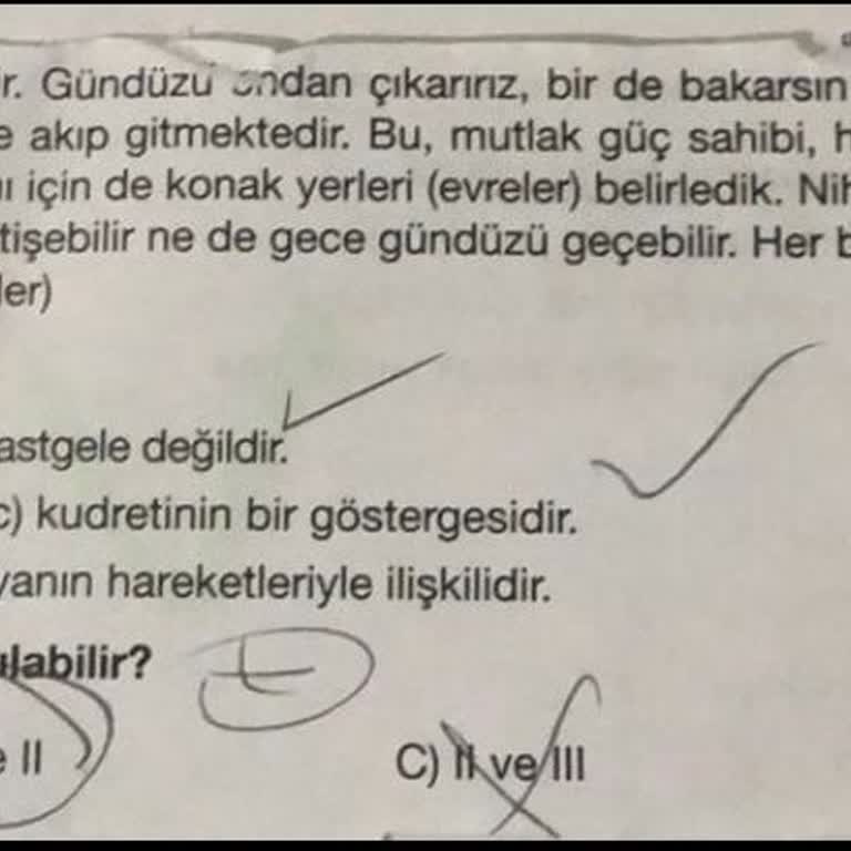 Sınav Sorusu Hatası: Yanıltıcı Cevap Anahtarı