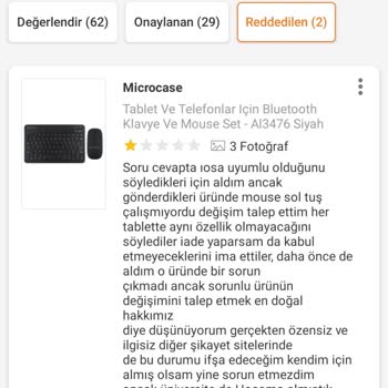 Kusurlu Ürün Ve İlgisiz Satıcı Sorunu