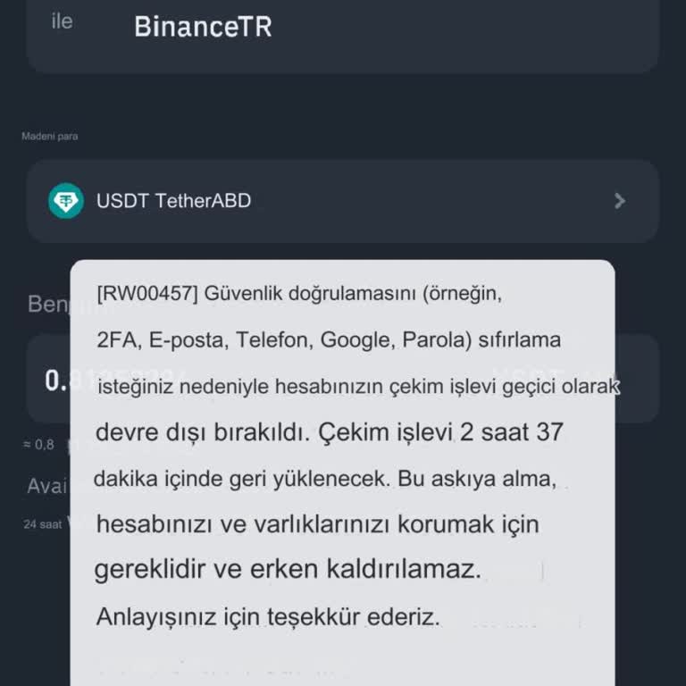 Binance Transfer Kısıtlaması Sorunu