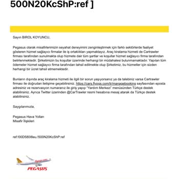 Pegasus Araç Kiralama Sorunu