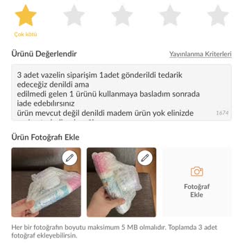 Eksik Ürün Ve İletişim Sorunu