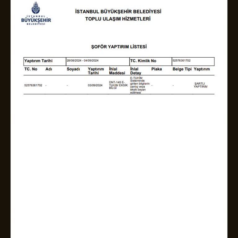 Haksız Yere Askıya Alınan Şoför Kartı