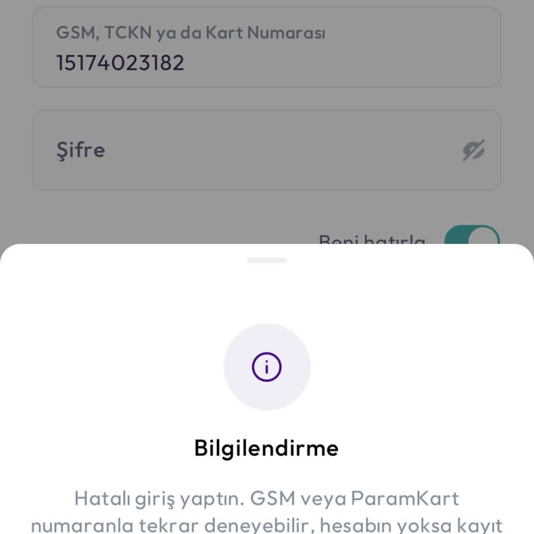 Param Hesabına Erişim Sorunu