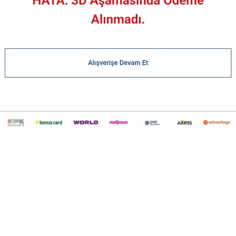 Ödeme Aşamasında 3D Güvenlik Hatası