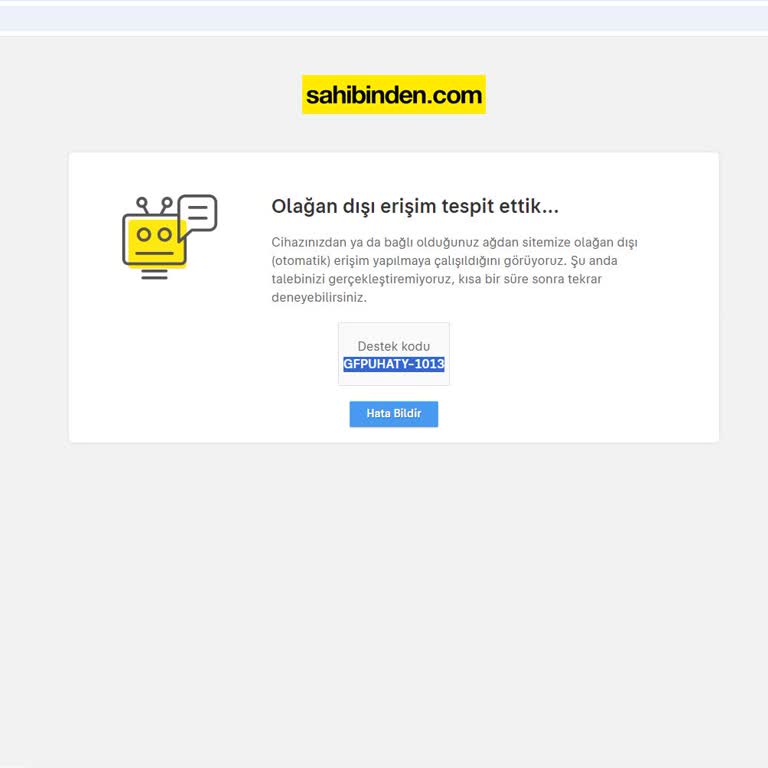 Sahibinden.com Erişim Sorunu Ve Destek Kodu Hatası