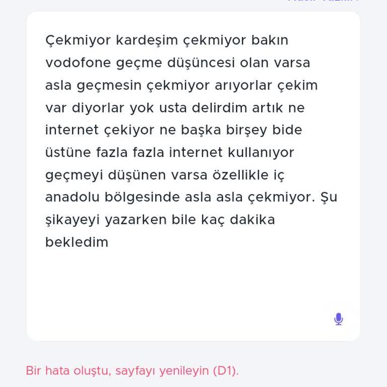 Vodafone Çekim Problemleri Ve Müşteri Memnuniyetsizliği