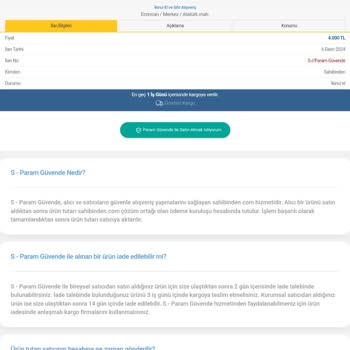 Sahibinden Güvende Ödemeli İşlemde Çifte Ödeme Sorunu