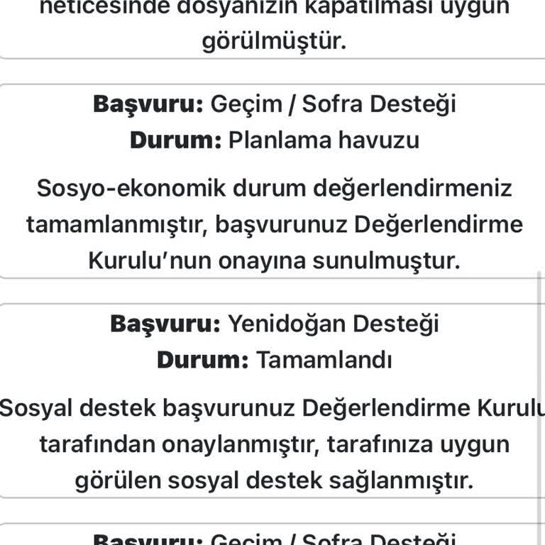 Acil Destek Ve Market Kartı Talebi