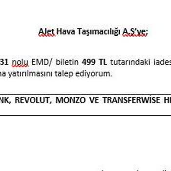 Ajet Uçuş Aksaklığı Sonrası İade Edilmeyen Para Mağduriyeti