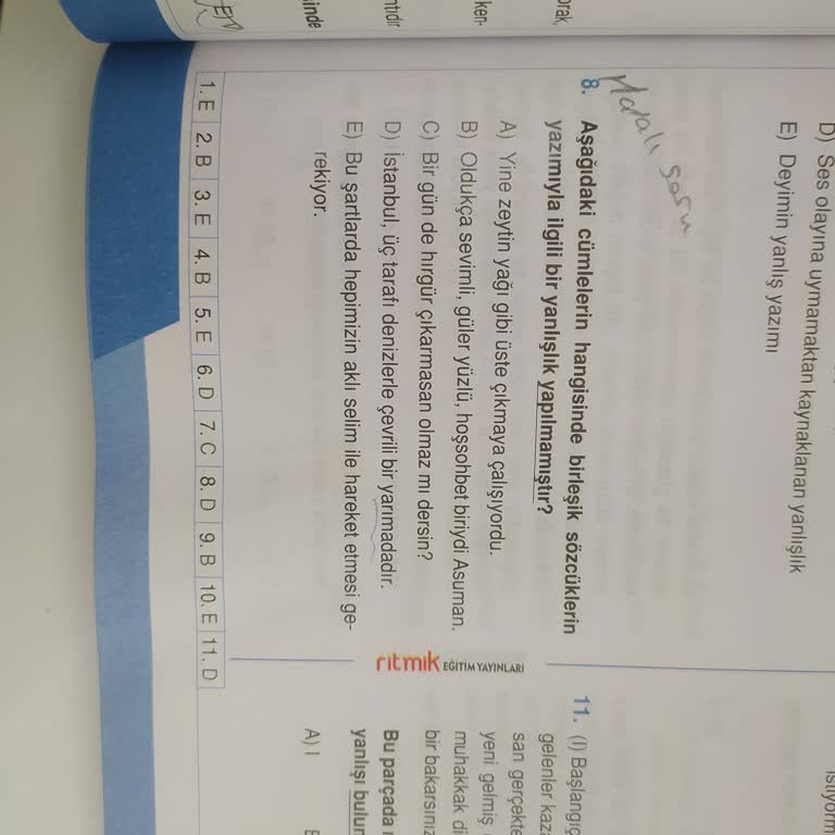 Ritmik Yayınları Proinova Soru Bankasında İmla Hatası