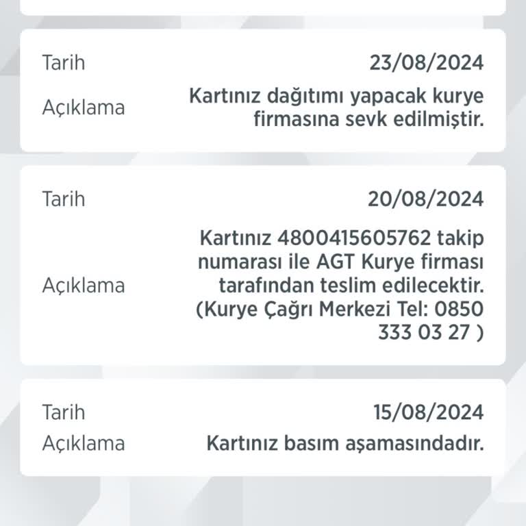Kart Gönderiminde Uzun Süreli Gecikme