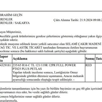 Yeni Lastiklerde Hızlı Aşınma Ve Garanti Sorunu