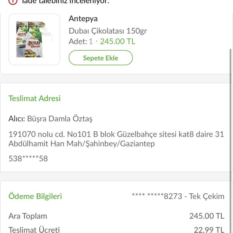 Trendyol GO Üzerinden Aldığım Çikolata Hayal Kırıklığı