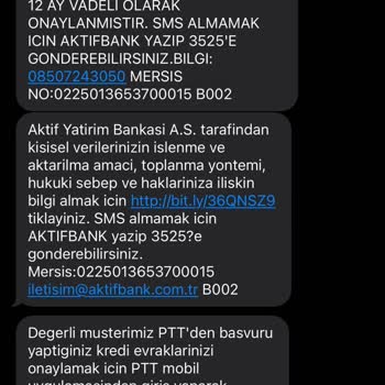 Tanımadığım Bankadan Gelen Mesaj