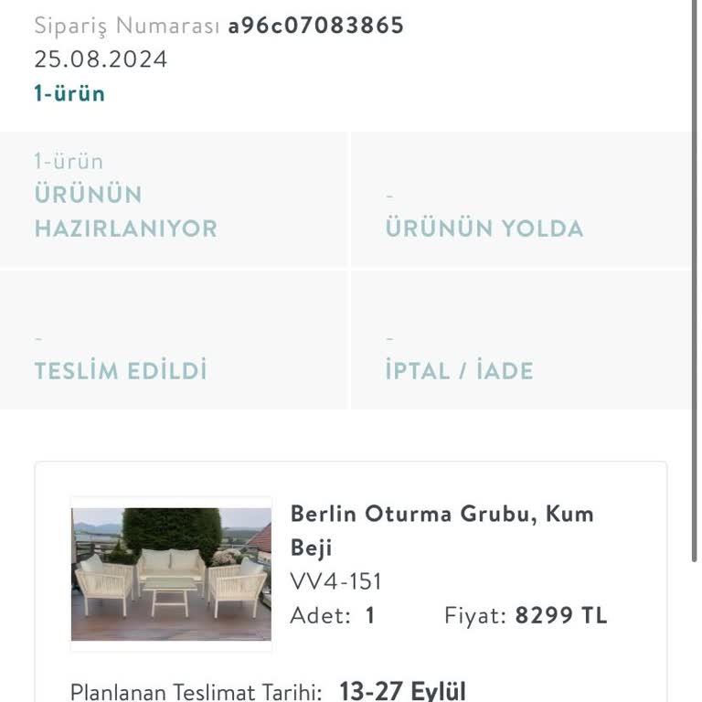 Vivense'den Berlin Oturma Grubu Teslimat Sorunu