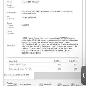 Dyson V12 Süpürgemde Bitmeyen Filtre Sorunu