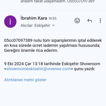 Ücret İadesi Bekleyen Sipariş İptali Sorunu