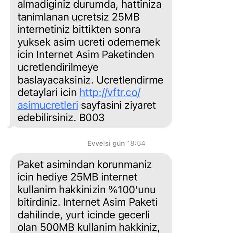 İnternet Paketi Ücreti Hakkında Şikayet