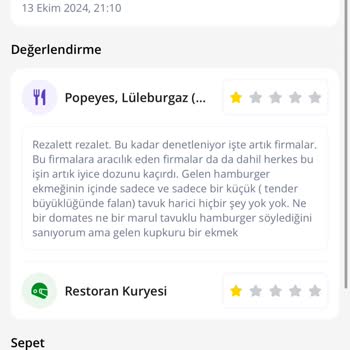 Getir Yemek Siparişimde Yaşadığım Sorun