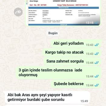 Aras Kargo Teslim Edilmeyen Kargo Sorunu