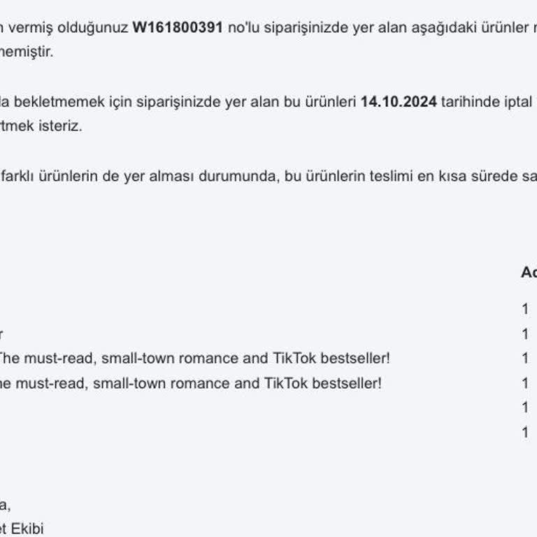 Beklenmedik Sipariş İptaliyle Hayal Kırıklığı