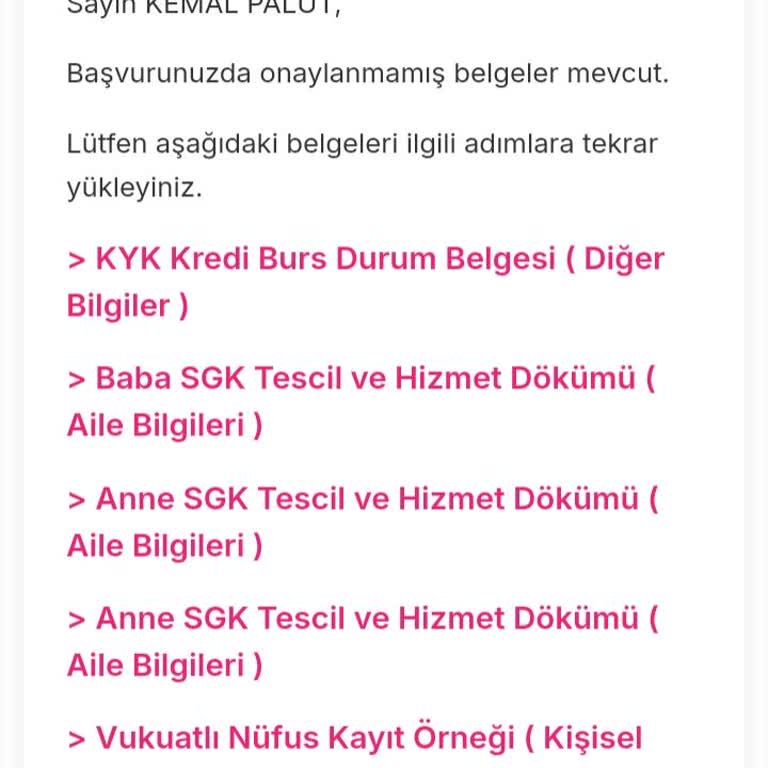 Burs Başvuru Belgeleri Doğrulama Sorunu