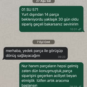 Yedek Parça Teslimatında Uzun Süreli Gecikme