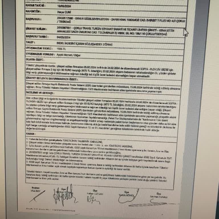 Çorlu Travel Ücret İadesi Sorunu Ve Tüketici Mahkemesi Süreci