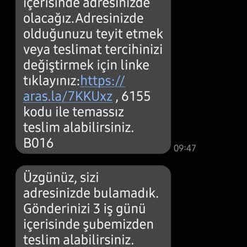 Aras Kargo'nun Adresime Ulaşmayan Teslimatı