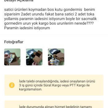 Boş Kargo Ve İade Talebi