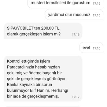 Obilet'ten Bilet Alımında Para Çekildi Ama Bilet Oluşturulmadı