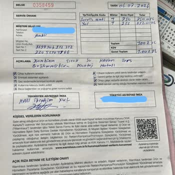 Warmhause Servis Ücretlendirmesi: Haksız Ve Yüksek Fiyat Talebi