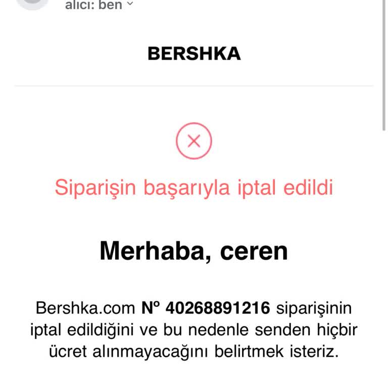 Bershka Sipariş İptali Ve Hesap Sorunu