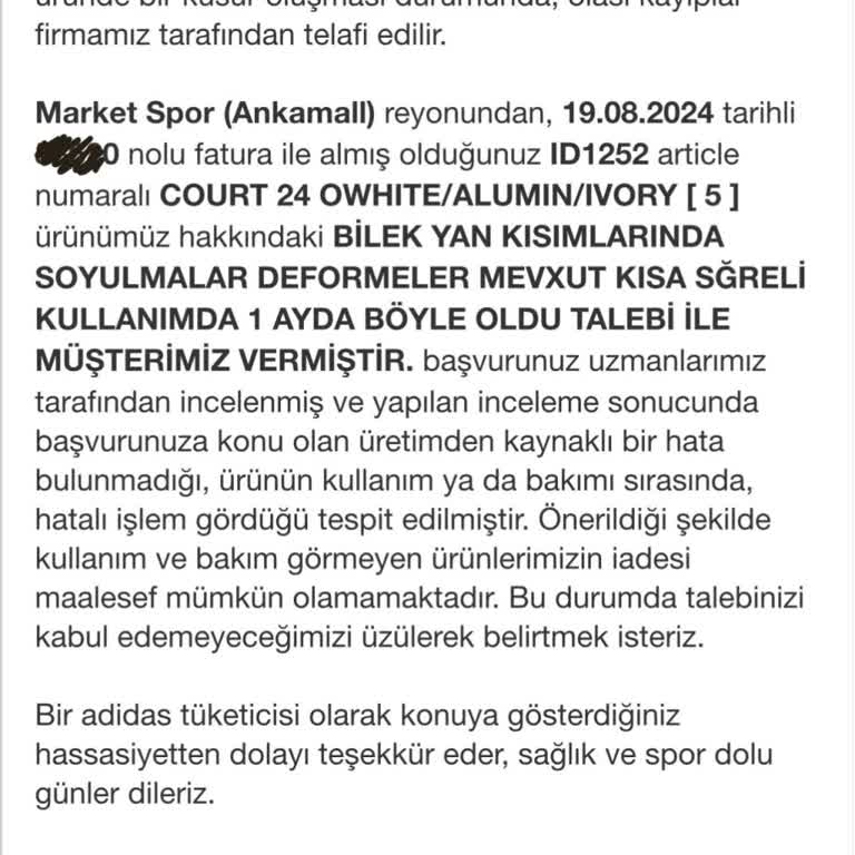 Adidas Ayakkabının 9 Gün İçinde Yıpranması Ve Garanti Sorunu