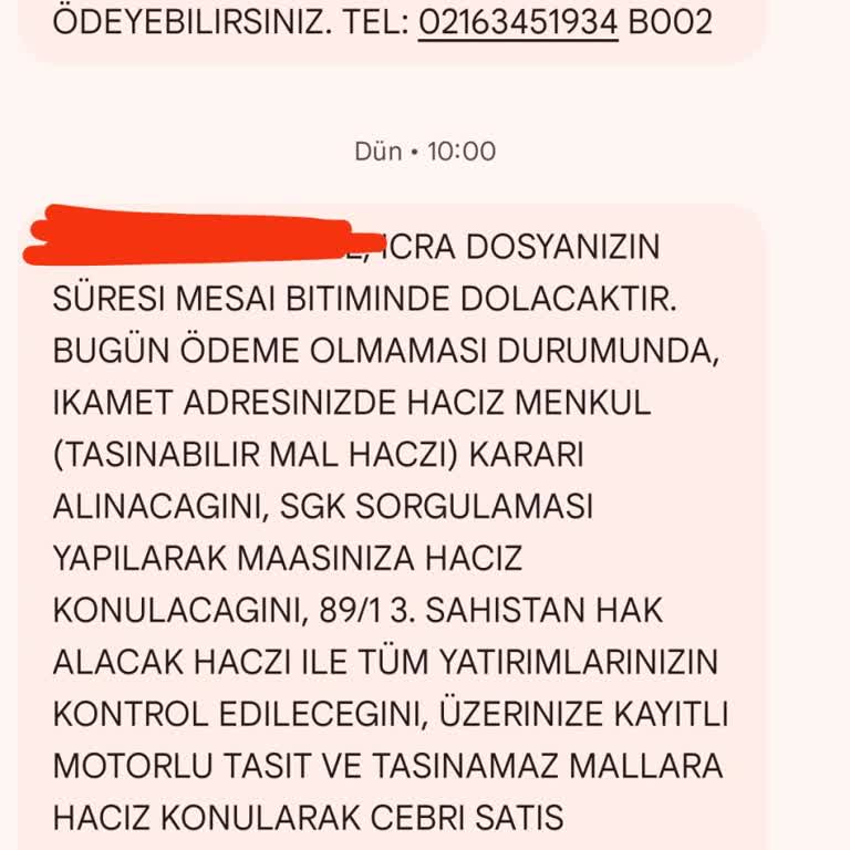 VakıfBank İcra Sürecinde Tehdit Edici İletişim