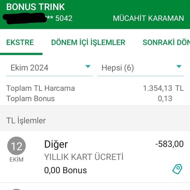 Yıllık Kart Ücreti İadesi Talebi