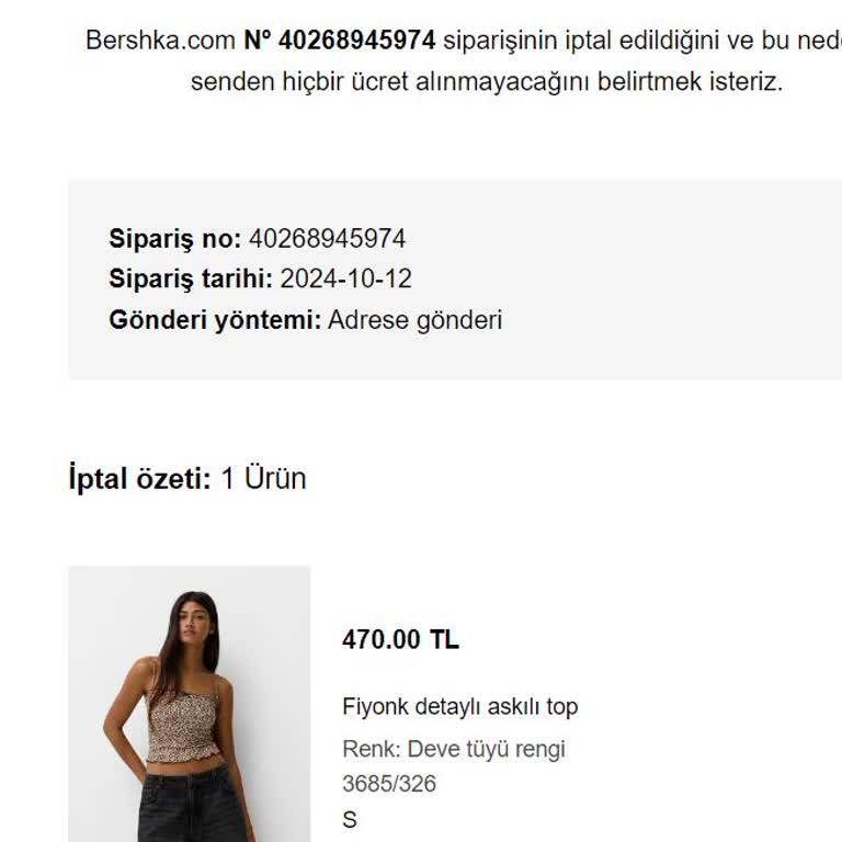 Bershka Sipariş İptali Ve Hesap Erişim Sorunu